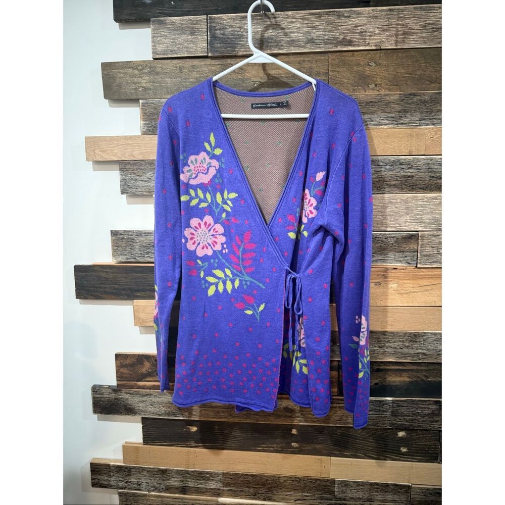 Gudrun Sjoden colorful cardigan sweater size Large